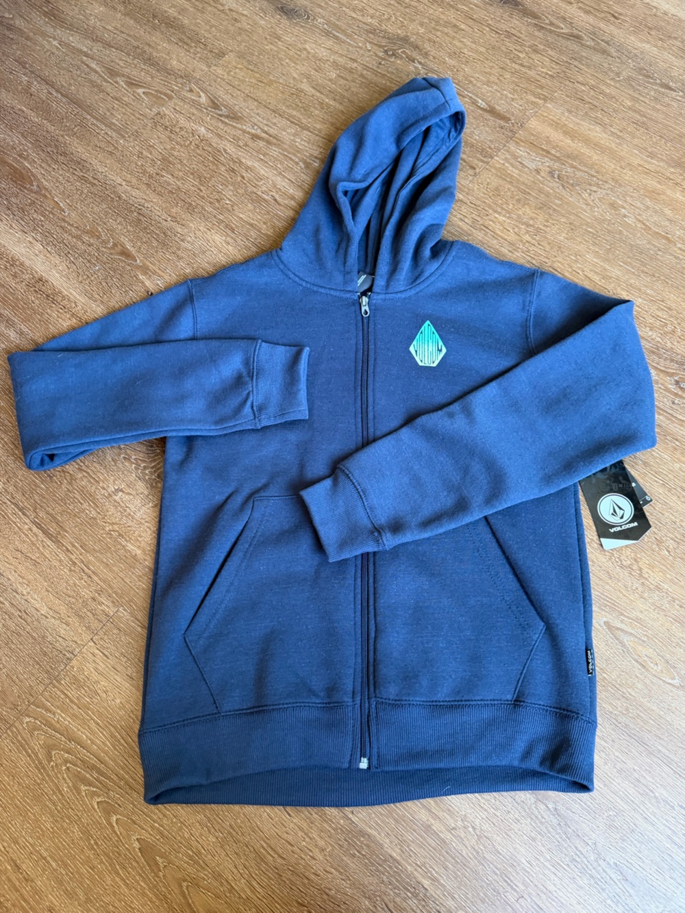 NWT Volcom Navy Full-Zip Hoodie Sweatshirt Youth Boys L 14